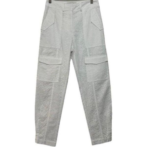 NWOT Derek Lam 10 Crosby Mila Floral Eyelet Utility Pants White Size 10